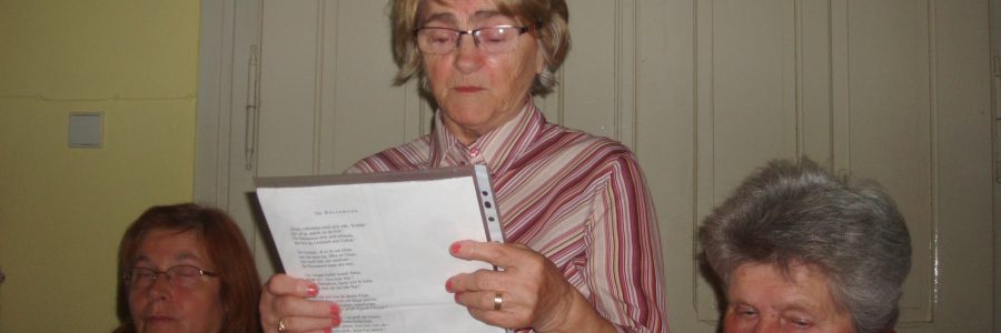 Frau beim Literaturkränzchen in Einsiedel an der Göllnitz