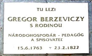 Grabplatte von Gregor Berzeviczy