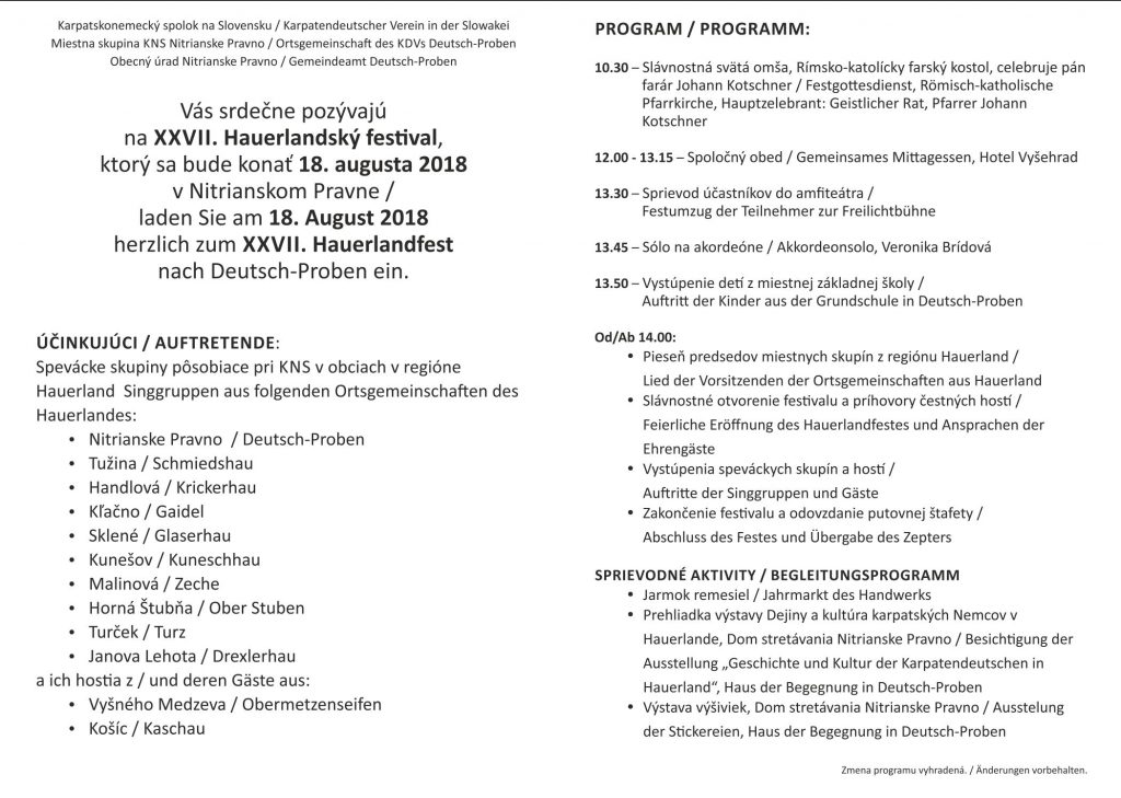 Programm Hauerlandfest 2018