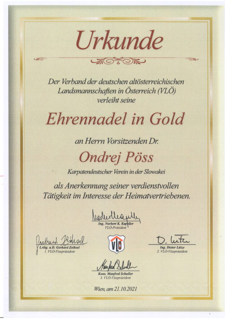 Auszeichnung Ehrennadel in Gold