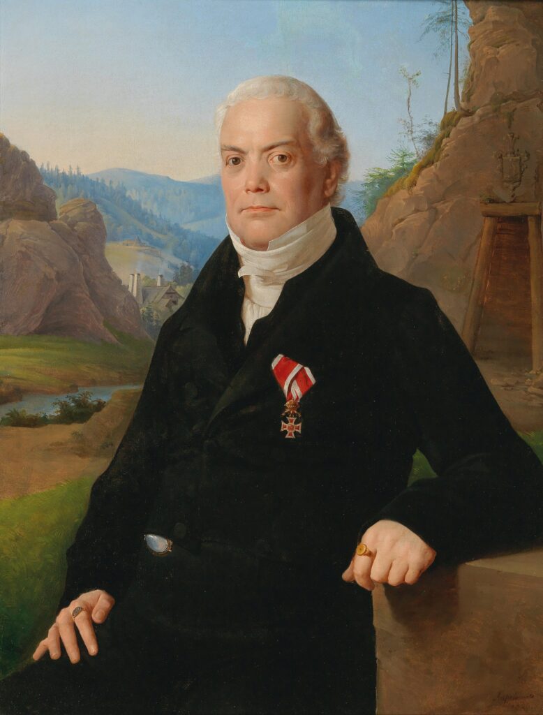 Anton Manz Ritter von Mariensee auf einem Gemälde von Leopold Kupelwieser (1826).