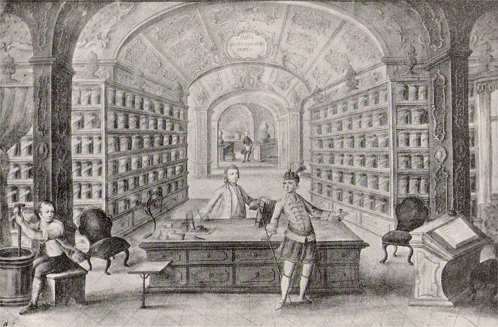 Innenansicht der Hofapotheke Wien im 18. Jahrhundert