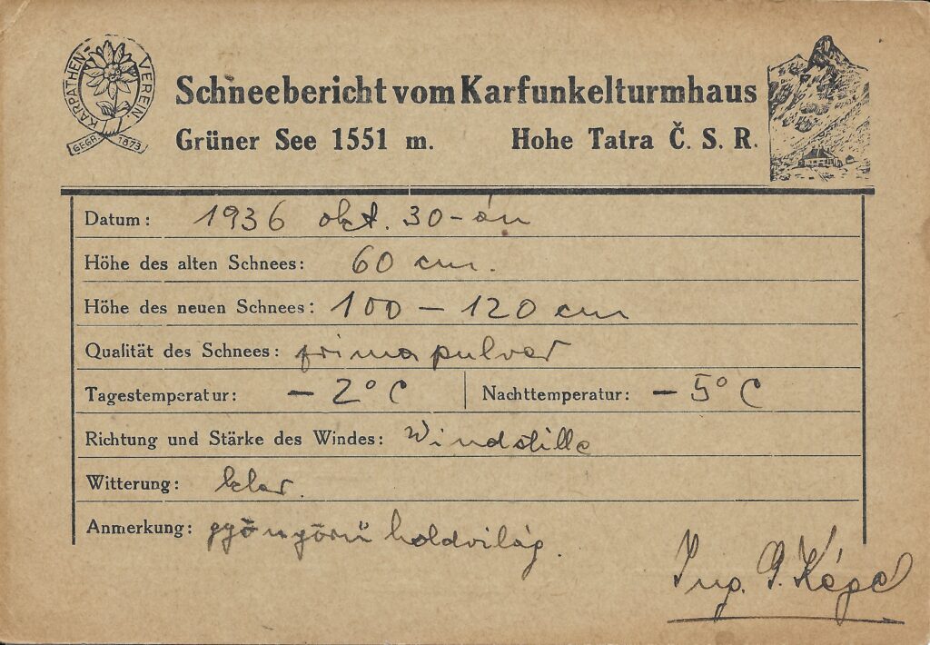 Schneebericht 1936